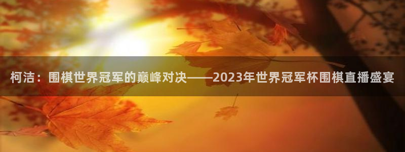 柯洁：围棋世界冠军的巅峰对决——2023年世界冠军杯围棋直播盛宴